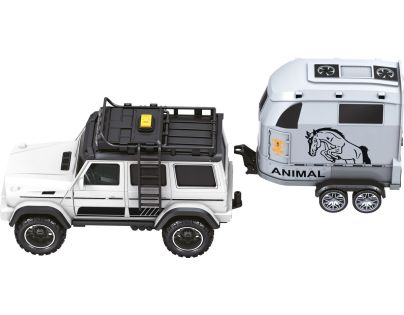 Sparkys CITY SERVICE CAR - 1:14 - Terénne vozidlo s prívesom a koňom (so zvukom a svetlami)