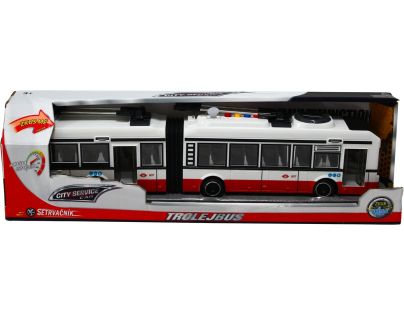 Sparkys CITY SERVICE CAR - 1:16 Kĺbový trolejbus - červený na setrvačník so zvukmi