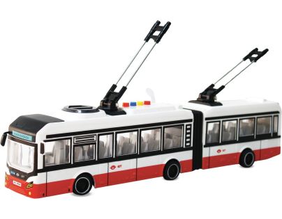 Sparkys CITY SERVICE CAR - 1:16 Kĺbový trolejbus - červený na setrvačník so zvukmi
