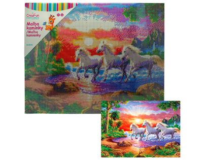 Sparkys Diamantové maľovanie - Kone a západ slnka 40 x 50 cm