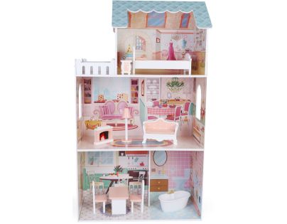 Sparkys Drevený domček pre bábiky Leia s 10 doplnkami