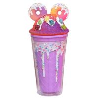 Sparkys Kelímok s viečkom a slamkou Donuts 480ml fialový