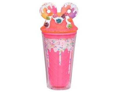 Sparkys Kelímok s viečkom a slamkou Donuts 480ml sv. růžový