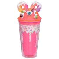 Sparkys Kelímok s viečkom a slamkou Donuts 480ml sv. růžový