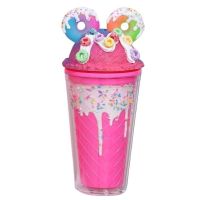 Sparkys Kelímok s viečkom a slamkou Donuts 480ml tm. růžový