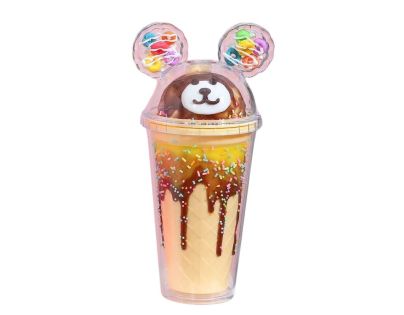 Sparkys Pohár s viečkom a slamkou Medvedík 480ml béžový