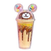 Sparkys Pohár s viečkom a slamkou Medvedík 480ml béžový