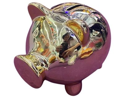 Sparkys Keramická pokladnička Prasiatko pozlátené