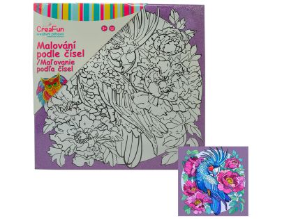 Maľovanie na plátne - Papagáj 30 x 30 cm