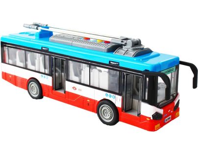 Sparkys Mestský trolejbus na setrvačník s osvetlením a zvukom - červený