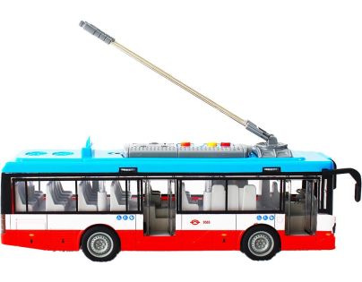Sparkys Mestský trolejbus na setrvačník s osvetlením a zvukom - červený