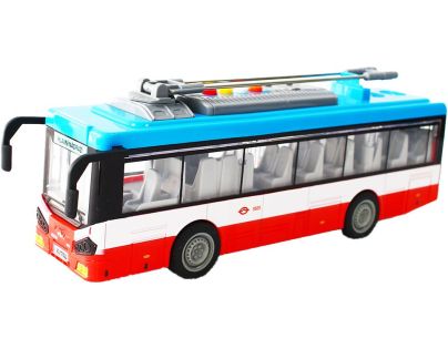 Sparkys Mestský trolejbus na setrvačník s osvetlením a zvukom - červený