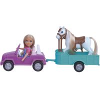 Bábika farmárka - kôň, auto s prívesom