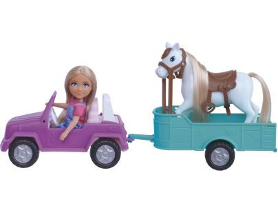 Bábika farmárka - kôň, auto s prívesom