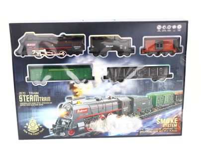 Sparkys SET Elektrická vláčkodráha - Parná lokomotíva s dymom, svetlom a zvukom na batérie 68 ks