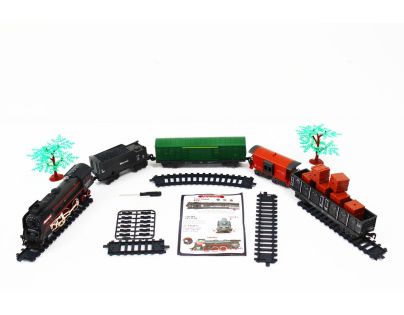 Sparkys SET Elektrická vláčkodráha - Parná lokomotíva s dymom, svetlom a zvukom na batérie 68 ks