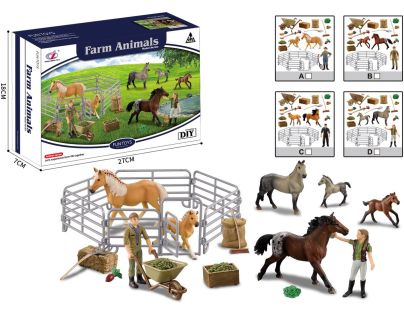 Sparkys Zvieratká z farmy - Sada s koňmi a výbehom 4 druhy V1