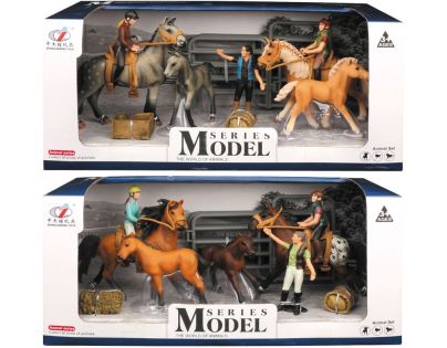 Sparkys Zvieratká z farmy - Set koní s jazdcom a príslušenstvom 2 druhy