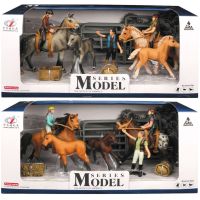 Sparkys Zvieratká z farmy - Set koní s jazdcom a príslušenstvom 2 druhy