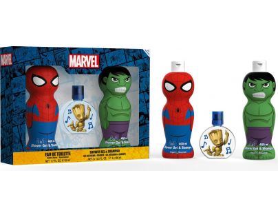 Spiderman a Hulk set sprchových gélov a šampónov 400 ml a toaletná voda Grooth 50 ml - Poškodený obal