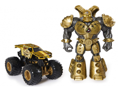 Spin Master Monster Jam kovové auto s figúrkou Max-D a Maximus zlatý