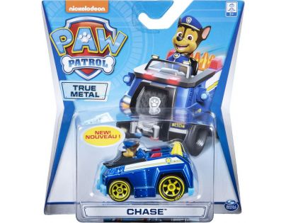 Spin Master Paw Patrol kovová autíčka super hrdinů Chase žlutá kola