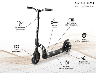 Spokey Mobius Elektrická kolobežka čierna kolieska 8 ' do 100 kg. nožné ovládanie - Poškodený obal
