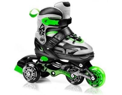 Spokey Quattro 4 v 1 Korčule čierno-zelené regulovateľné veľ. 30-33
