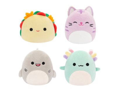 Squishmallows Micromallows 4Pack Axolotl, Mačka, Taco, Žralok