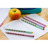 Ergonomická grafitová ceruzka pre pravákov STABILO EASYgraph pastelová zelená a ružová 2 ks HB 4