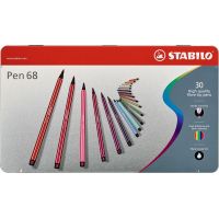 Prémiová vláknová fixka STABILO Pen 68 30 ks kovová sada 2
