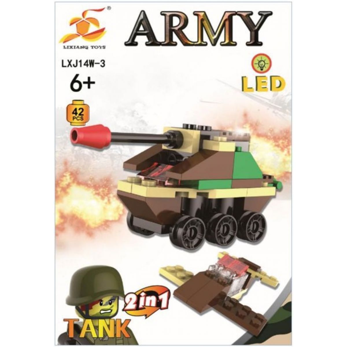 Epee Stavebnica Armáda s LED kockou 2v1 Tank
