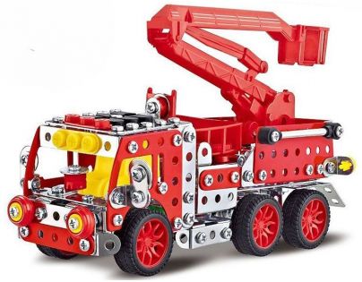 Stavebnica Malý mechanik hasičské auto s plošinou 328 ks