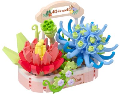 Stavebnica mini KOCO Kúzlo sukulentov plast 271ks v krabičke 11x15x6cm