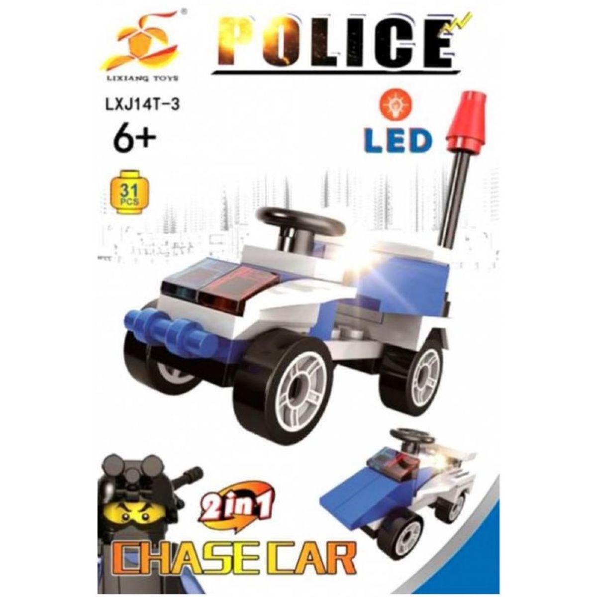 Epee Stavebnica Polícia s LED kockou 2v1 Chase Car