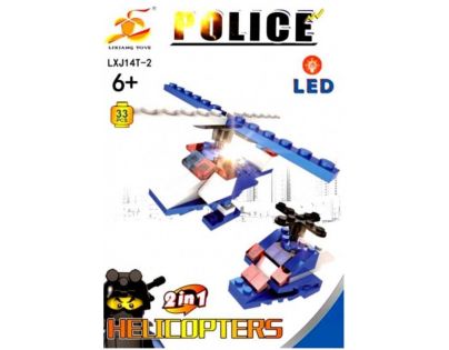 Epee Stavebnica Polícia s LED kockou 2v1 Helicopters