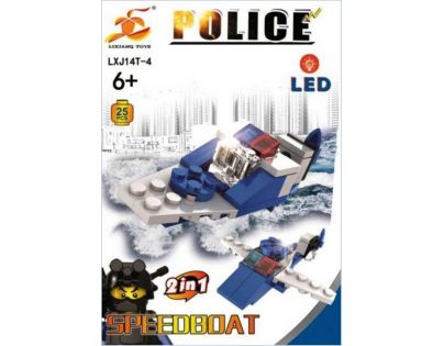Epee Stavebnica Polícia s LED kockou 2v1 Speedboat