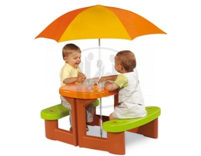 Smoby 310179 - Piknikový stoleček Medvídka Pú se slunečníkem