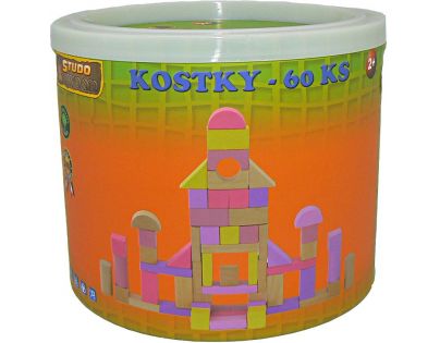 HM STUDIO Dřevěné kostky 60 ks