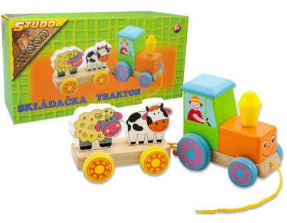 HM Studio Studo Wood Skládačka traktor a vozík