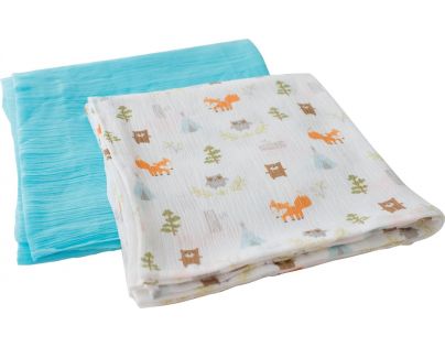 Summer Infant SwaddleMe mušelínová prikrývka 2ks modrá lesný motív