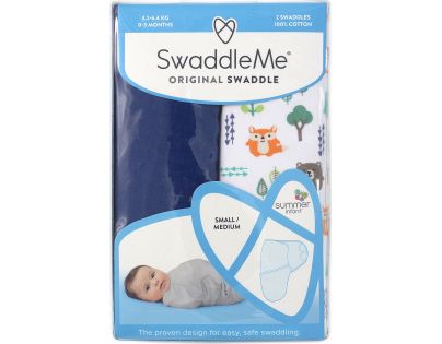 Summer Infant Zavinovačka SwaddleMe S modrá lesný motív 2ks