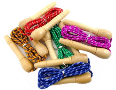 Švihadlo 270 cm s drevenou rukoväťou nastaviteľné žlto-zelené