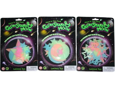 Svietiaca plastová dekorácia - MESIAC A HVIEZDY COLOR