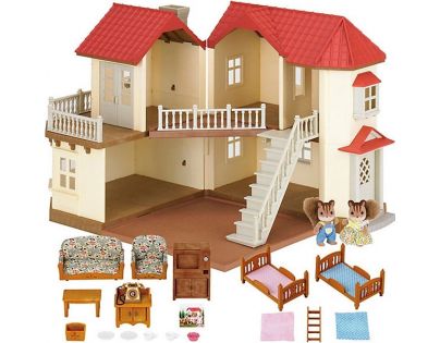 Sylvanian Families Dárkový set Městský patrový dům se světly, nábytkem a postavičkami