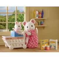Sylvanian Families Mamka myška s nákupním vozíkem a myšičkou 3