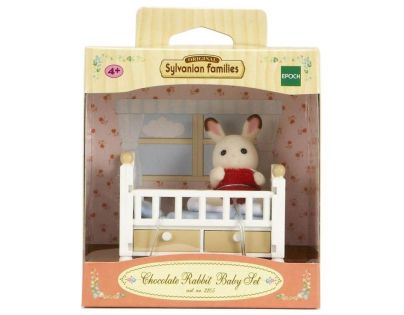 Sylvanian families Nábytek chocolate králíků - baby králík v postýlce