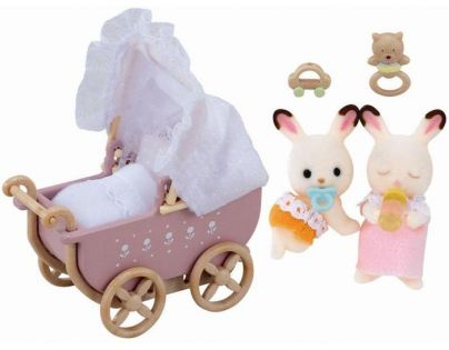 Sylvanian families Nábytek chocolate králíků - dvojče v kočárku