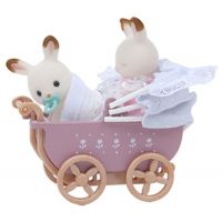 Sylvanian families Nábytek chocolate králíků - dvojče v kočárku 2