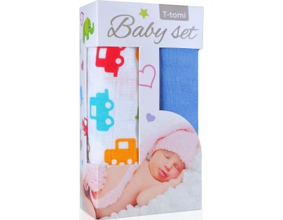 T-tomi Baby set auta a Bambusová osuška modrá